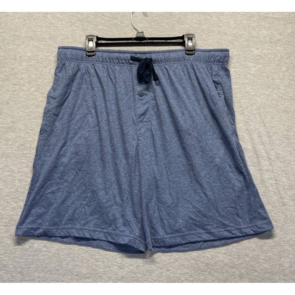 Hanes Sleep Shorts Mens XL Blue Knit Stretch Relaxed Fit Flat Front Drawstring